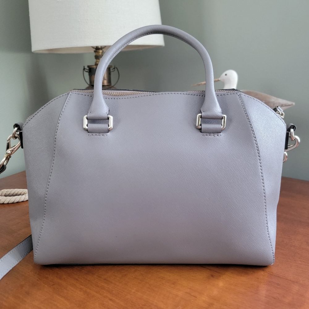Kate Spade WKRU4878 Tilden Place Satchel Gray Saffiano Leather Crossbody Bag - Picture 3 of 16